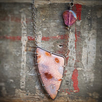 Fossilized Coral Necklace with Pink Tourmaline